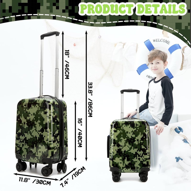 Esteemly Kid's Luggage Set 3 Piece Suitcase Set 16" Hardside Luggage with Spinner Wheels Boys Carry on Toddler Travel Rolling Suitcase with Duffle Bag Neck Pillow Airline Approved - Image 2